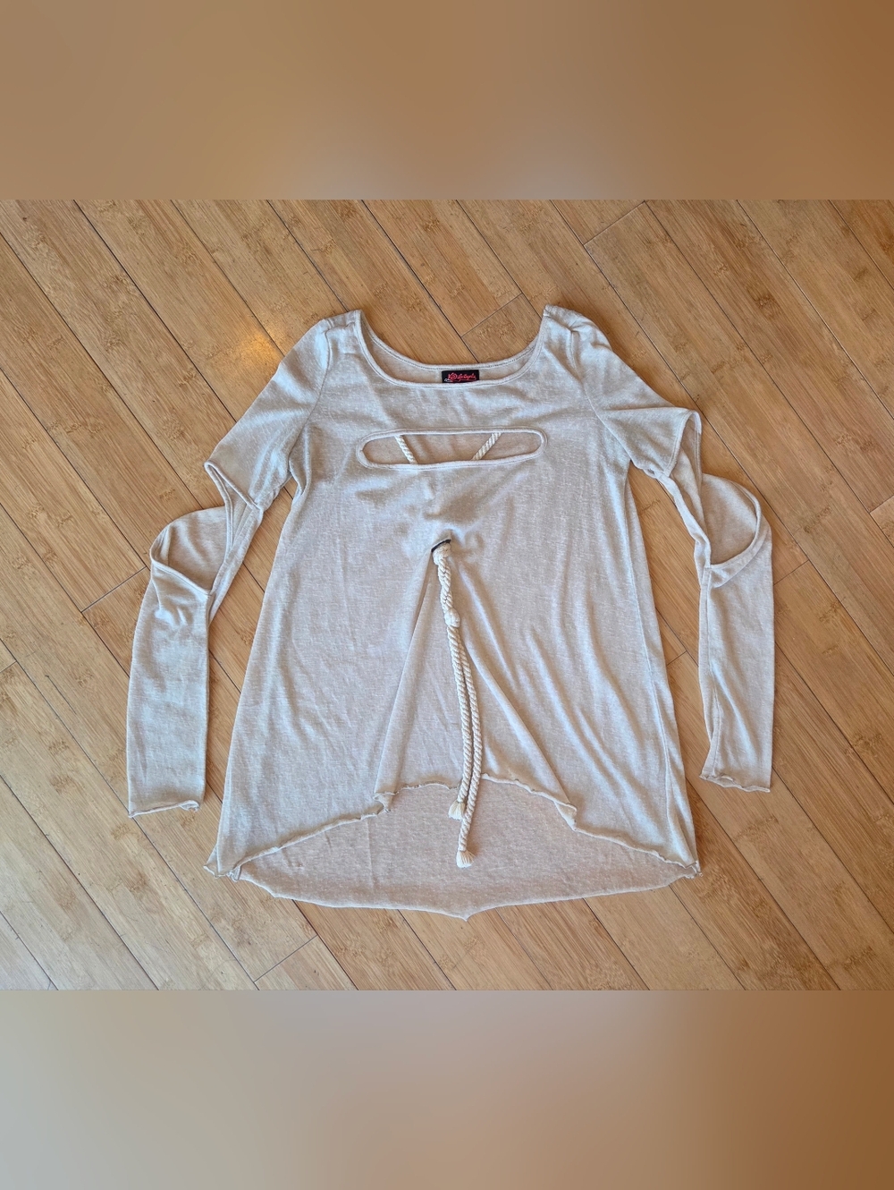 KVD Los Angeles (Kat Von D) Cream Cutout Long-Sleeve Top with Rope Detail
